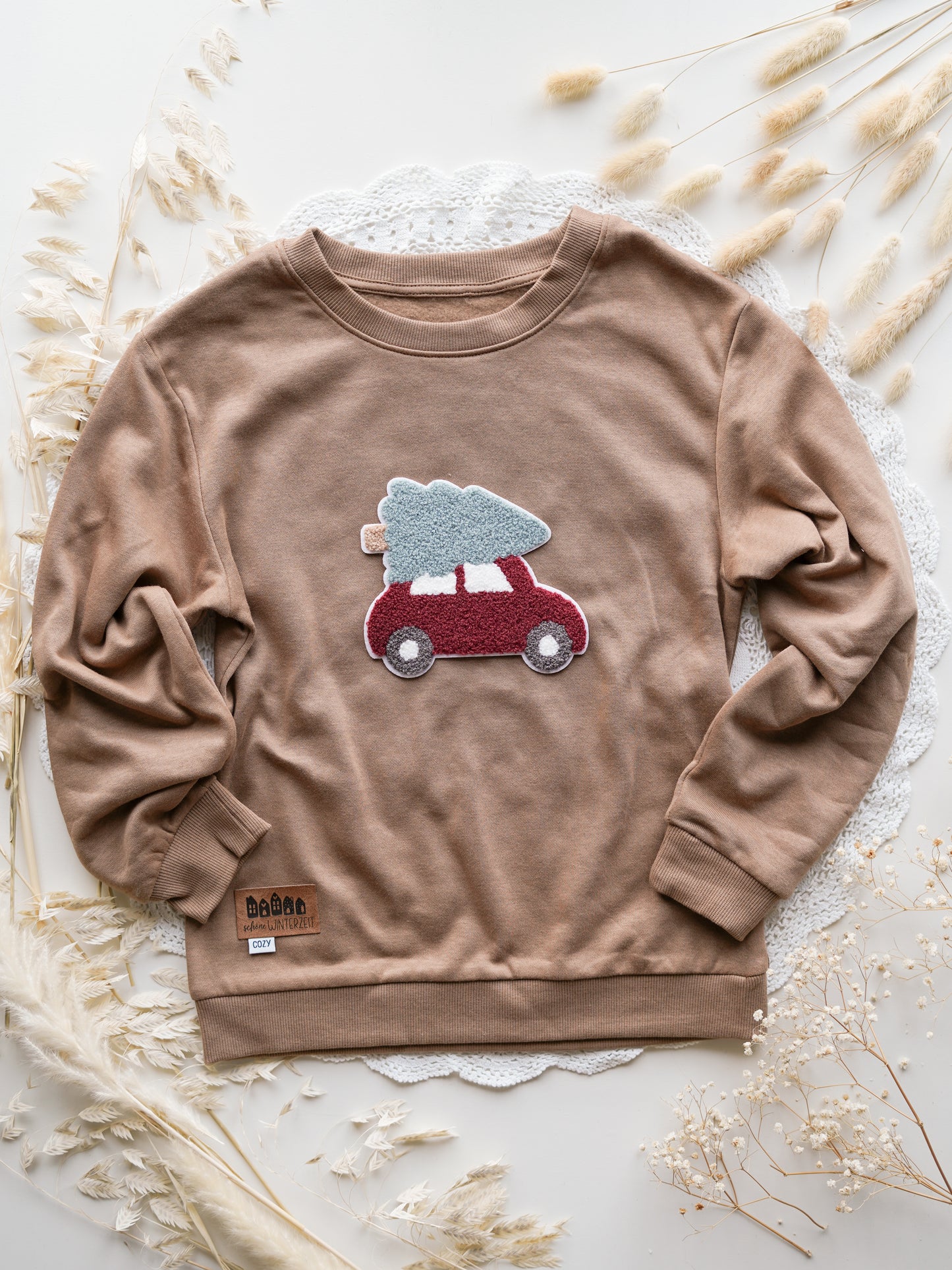 Chenille Patch: Auto mit Tannenbaum