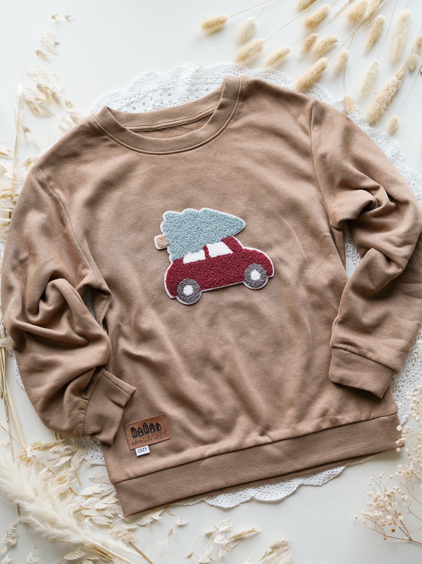 Chenille Patch: Auto mit Tannenbaum