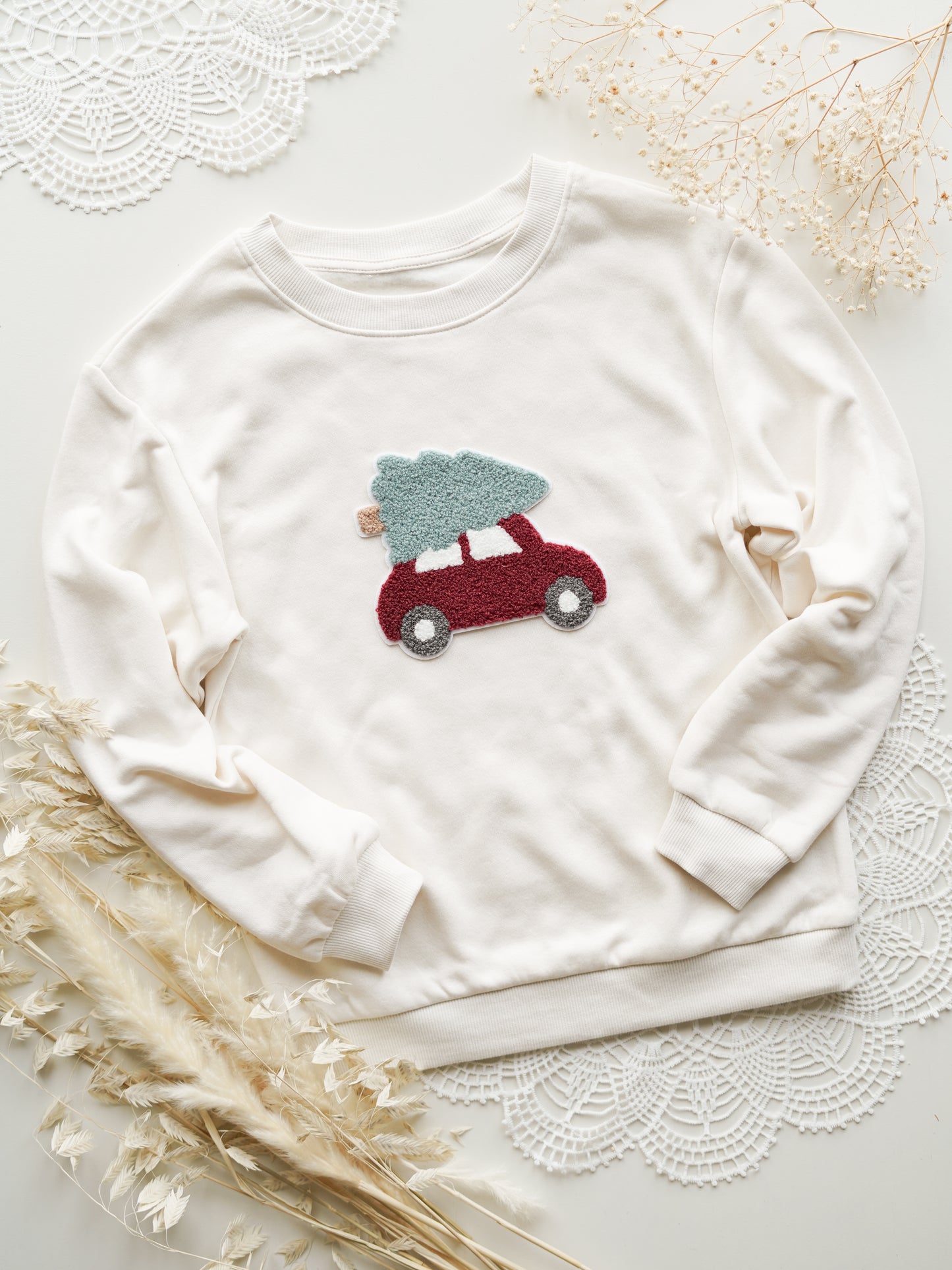 Chenille Patch: Auto mit Tannenbaum