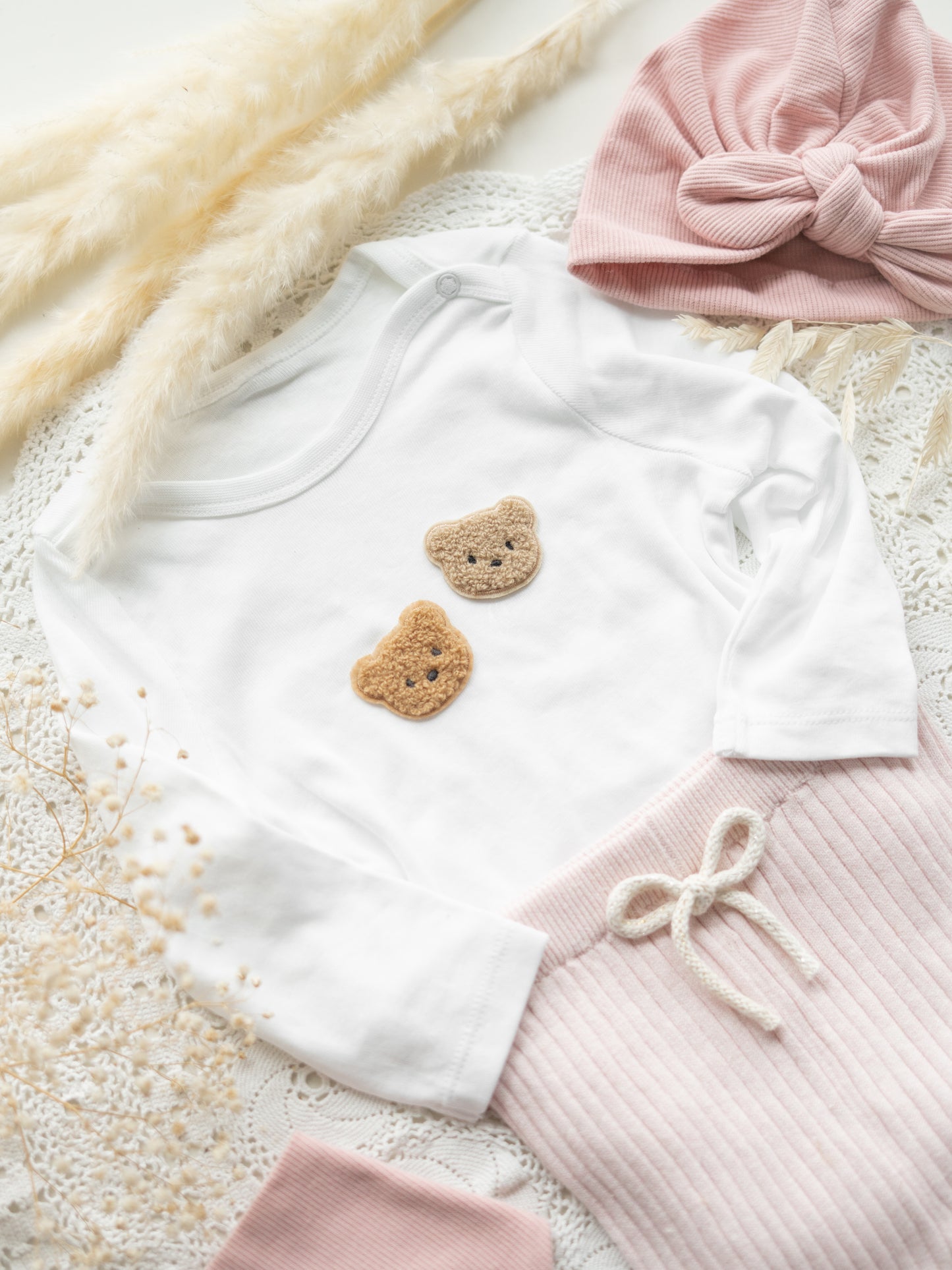 Chenille Patch: 4er Set Minibären groß und mini