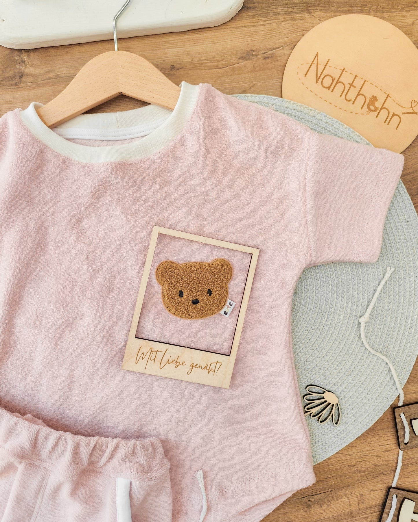 Chenille Patch: Set Minibären groß - braun und taupe