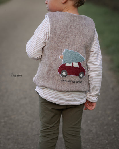 Chenille Patch: Auto mit Tannenbaum