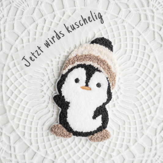 SET Pinguin Chenille Patch + Bügelbild