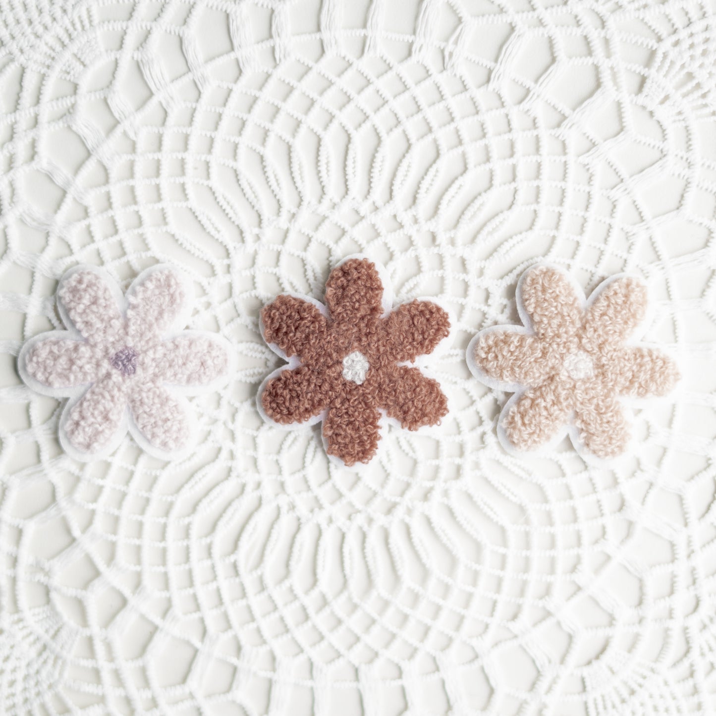 Chenille Patch: 3er Set Blumen