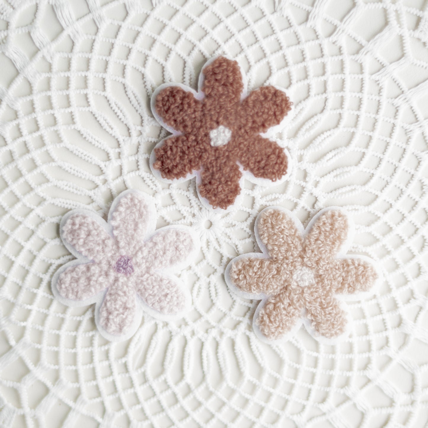 Chenille Patch: 3er Set Blumen