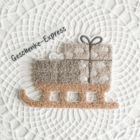 Chenille Patch: Geschenkeschlitten