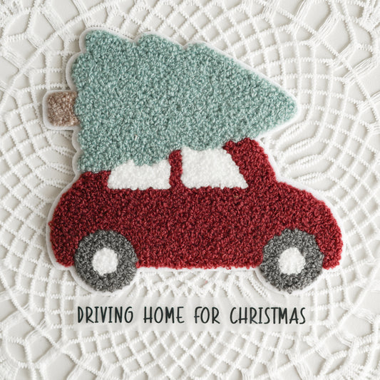 Chenille Patch: Auto mit Tannenbaum