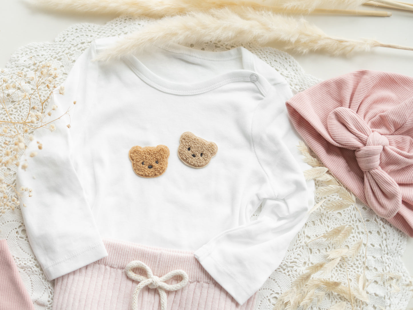 Chenille Patch: Set Minibären - braun und taupe
