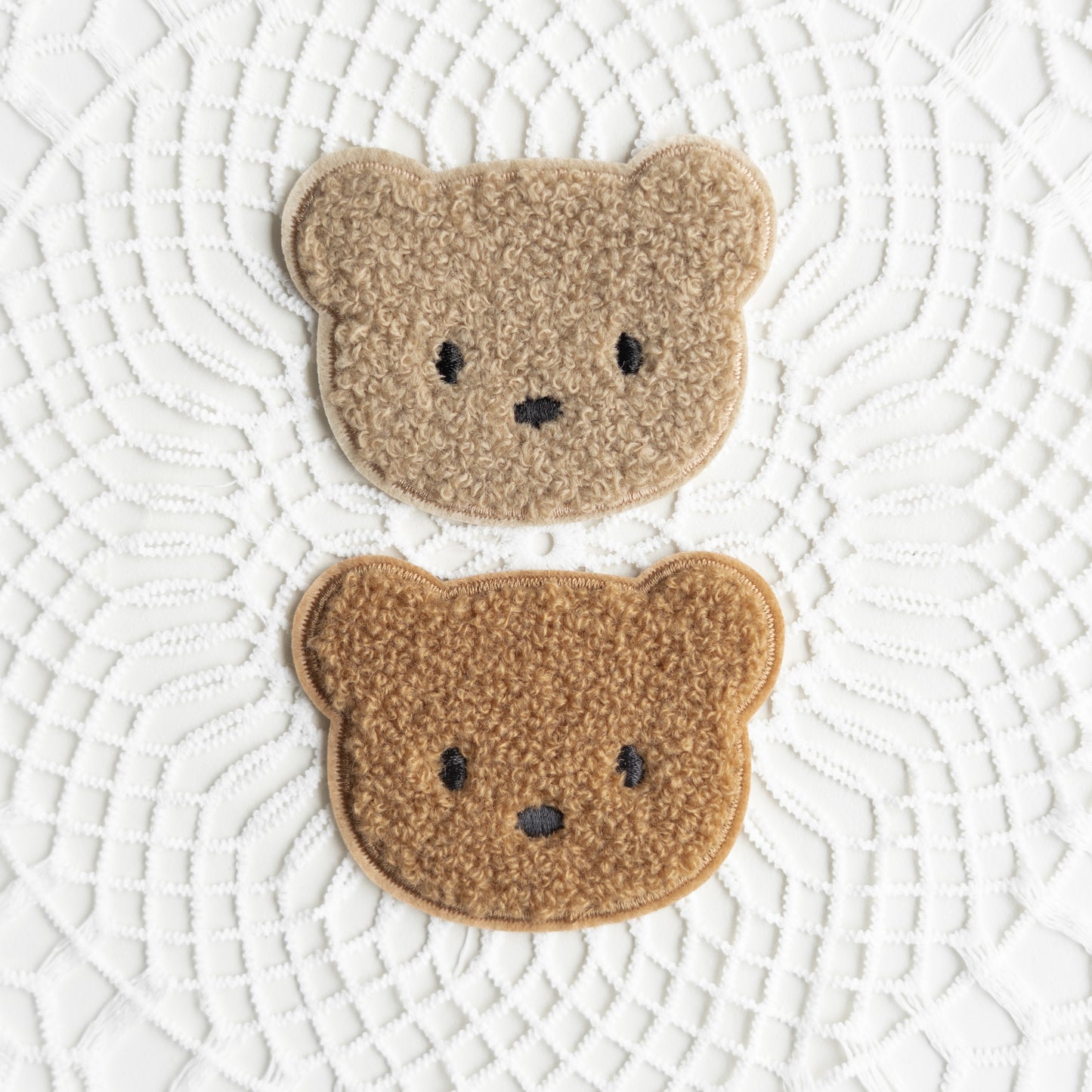 Chenille Patch: Set Minibären groß - braun und taupe