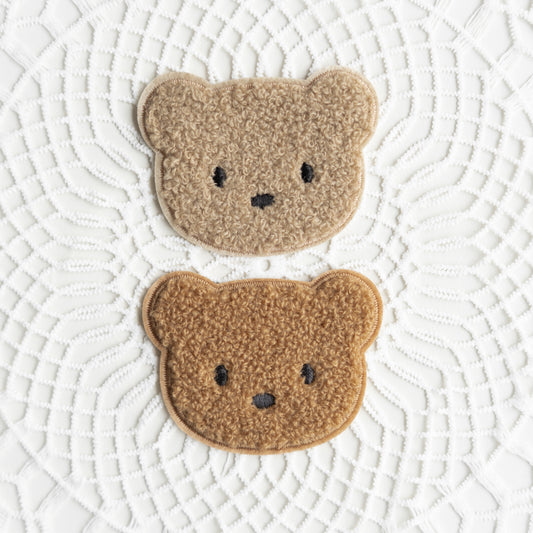 Chenille Patch: Set Minibären groß - braun und taupe