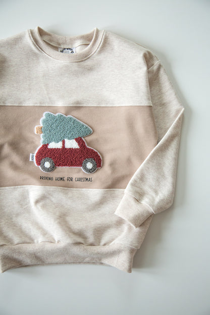 Chenille Patch: Auto mit Tannenbaum